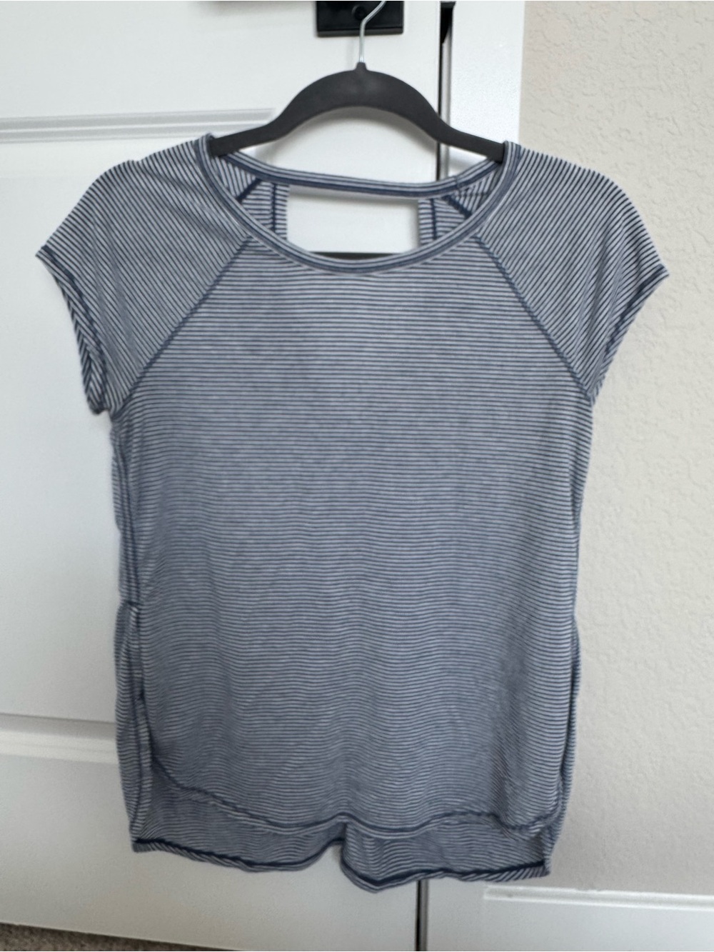 Calvin Klein Striped Short-Sleeve Crewneck Top - Navy & White
